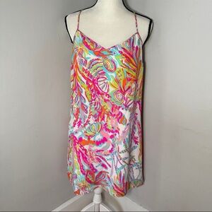 Lilly Pulitzer Dusk Resort White Scuba To Cuba Silk Slip Dress Medium